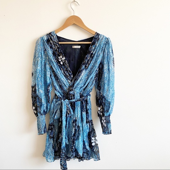 Ulla Johnson || Noemi Shibori Silk Mini Dress Blue 2 - Picture 3 of 7